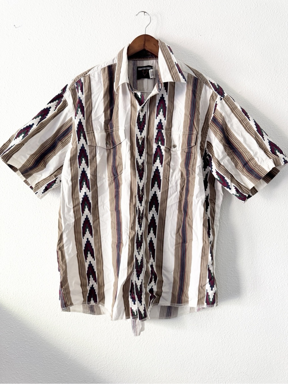 Vintage Frontier Series Short Sleeve Aztec Western Shirt XL Southwestern